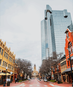 Street view of downtown Fort Worth